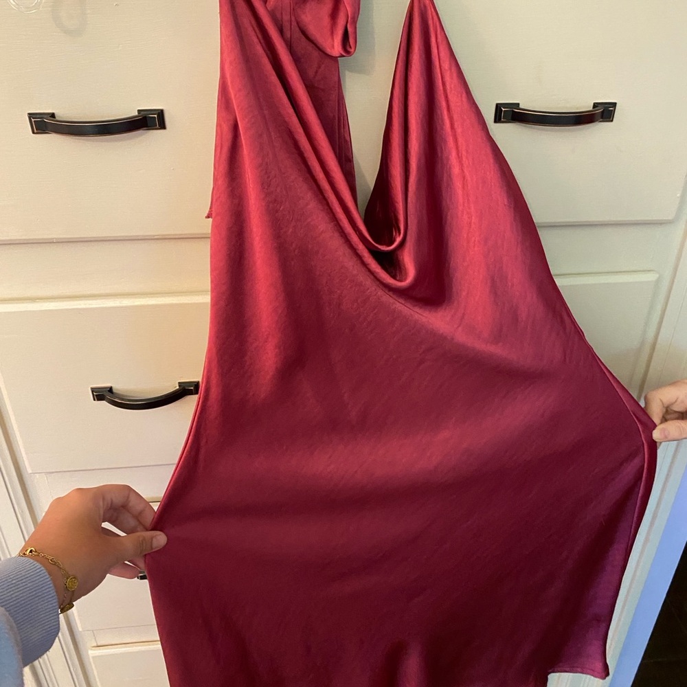 Elegant Burgundy Satin Dress